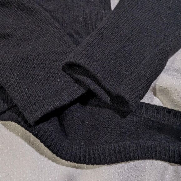 Vintage 90s y2k Women's Wool Angora Cashmere Small Black Tie-Front Cardigan - Picture 8 of 8